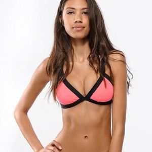 Rip Curl Women's Pink and Black Swim Top